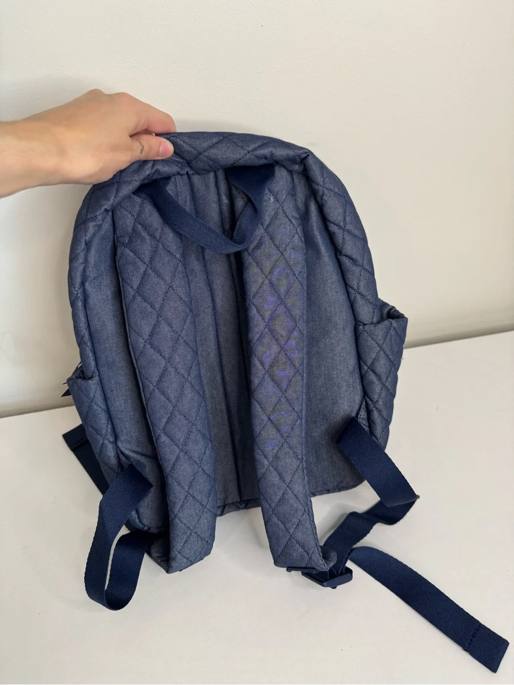 Vera Bradley Quilted Denim Backpack Navy Blue Small Travel Daypack